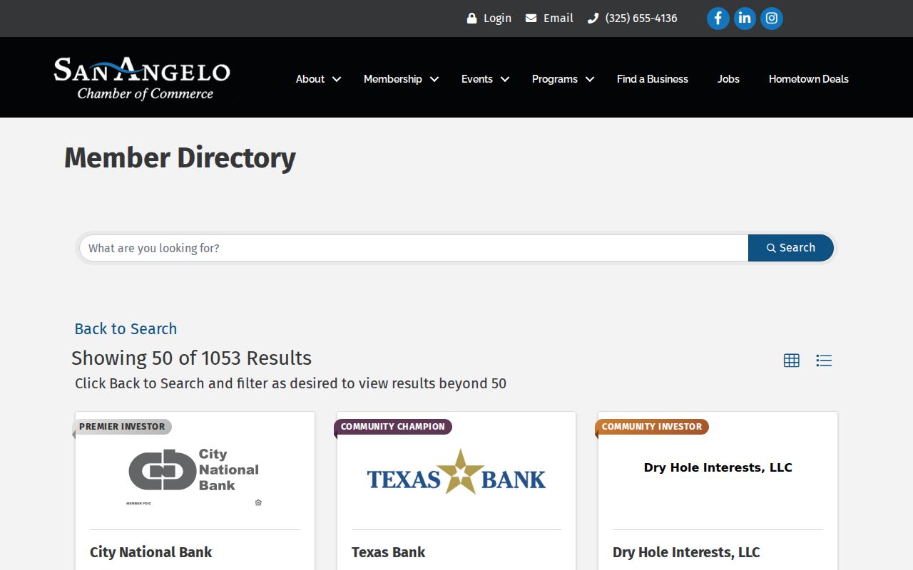 San Angelo residents directory Chamber member search