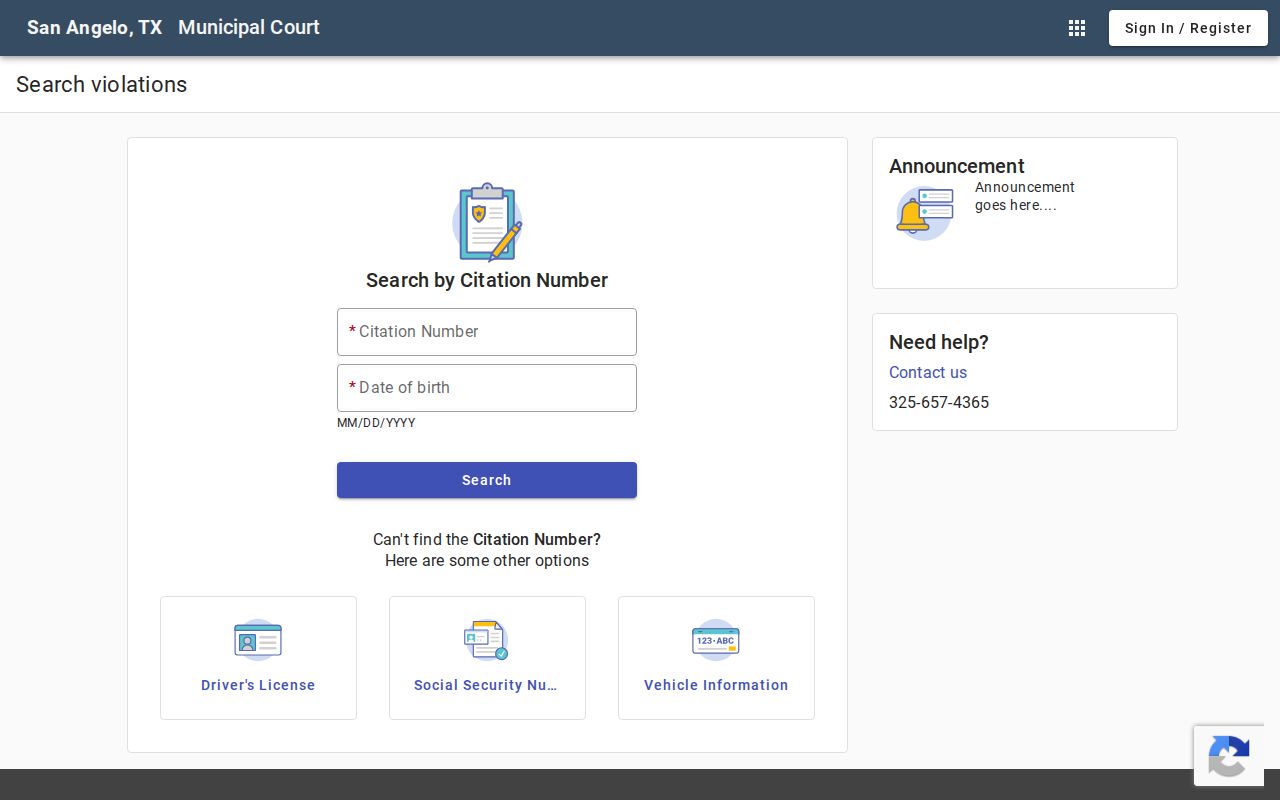 San Angelo residents directory municipal court search