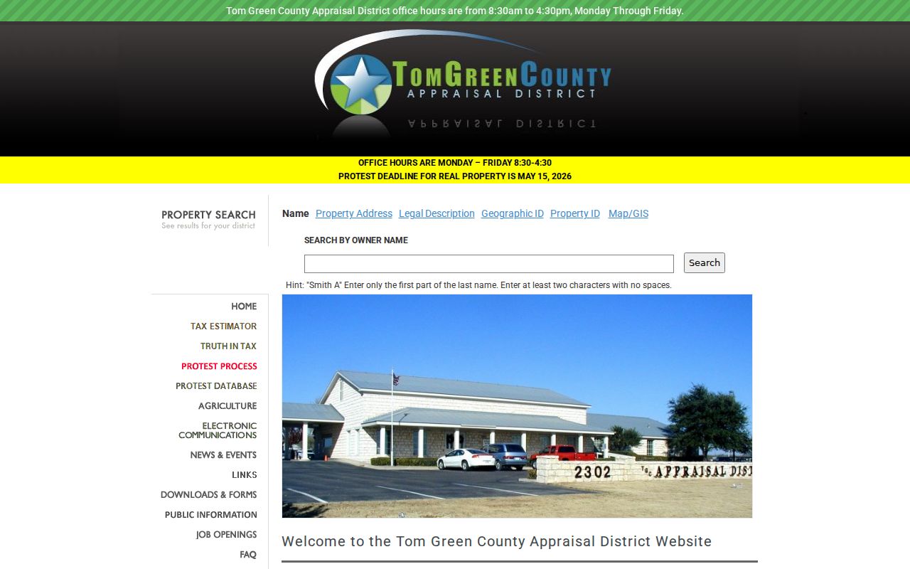 San Angelo residents directory Tom Green CAD property search
