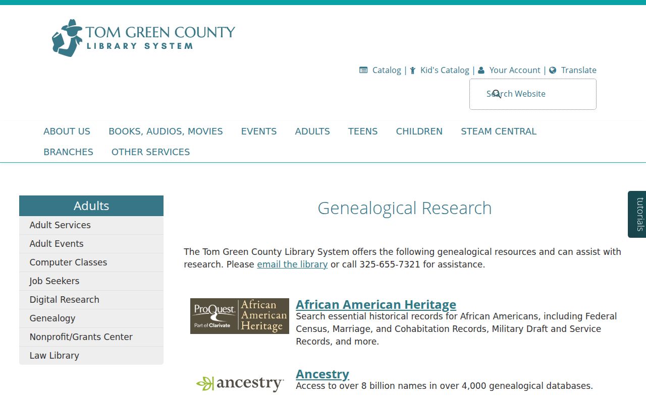 San Angelo previous residents Tom Green County Library genealogy resources